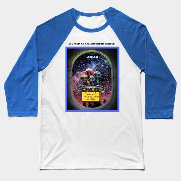 Aliens stranded in Outer Space Baseball T-Shirt by Spacetrap